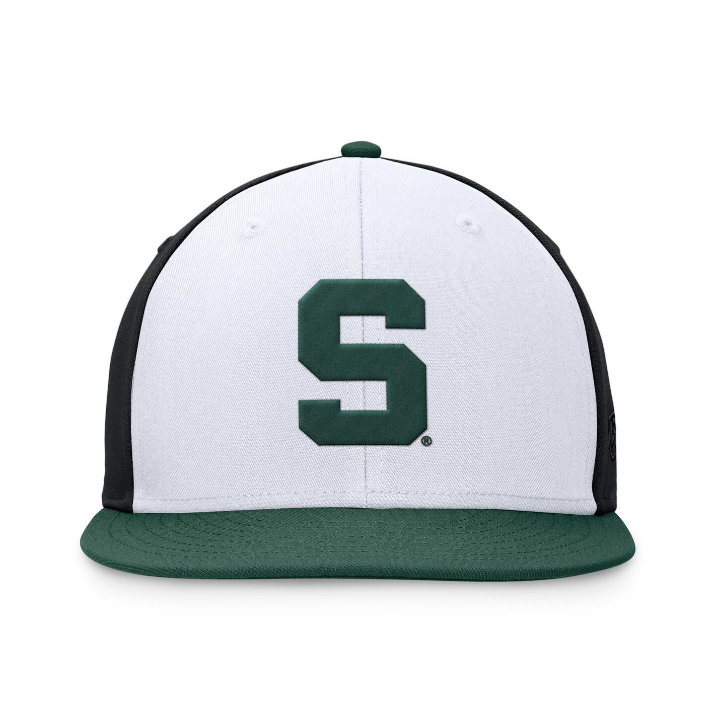 Мужская кепка Top of the World White/Green Michigan State Spartans Tri-Tone Heritage Collector Fitted Hat — фото 2