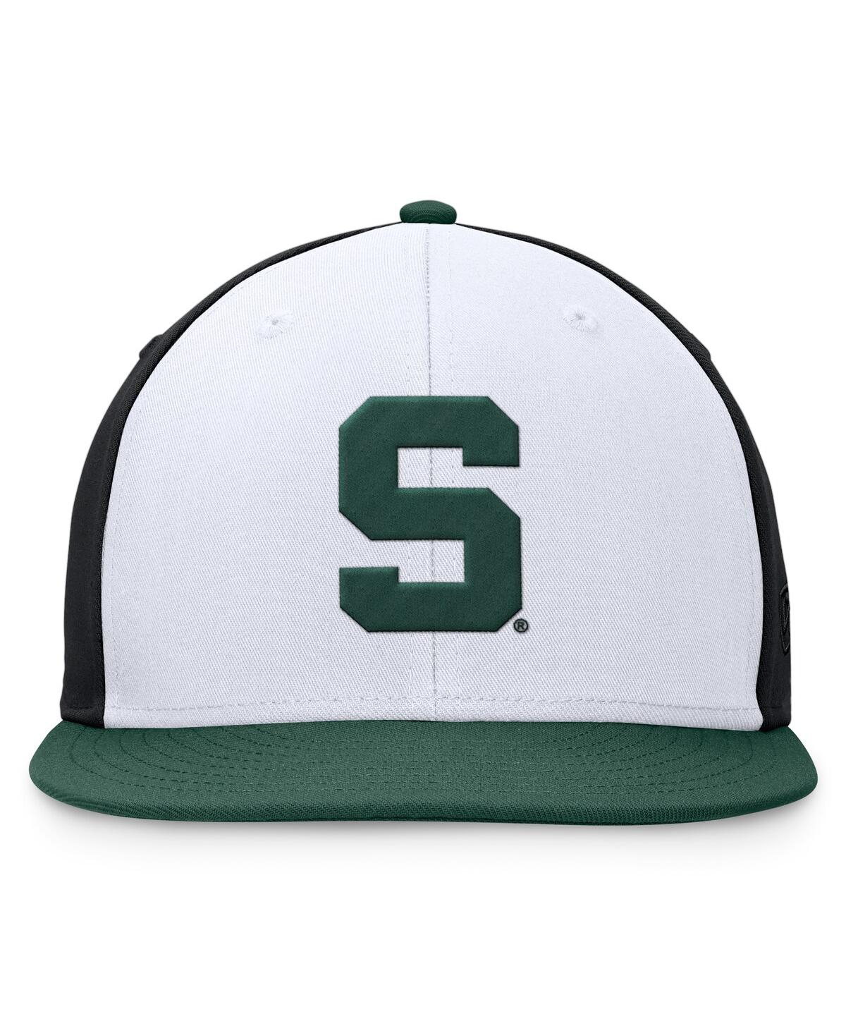 Top Of The World Men's White/green Michigan State Spartans Tri-tone Heritage Collector Fitted Hat In White,green