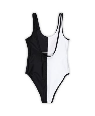 Women's Black/White Minnesota Vikings Last Stand One-Piece Swimsuit
