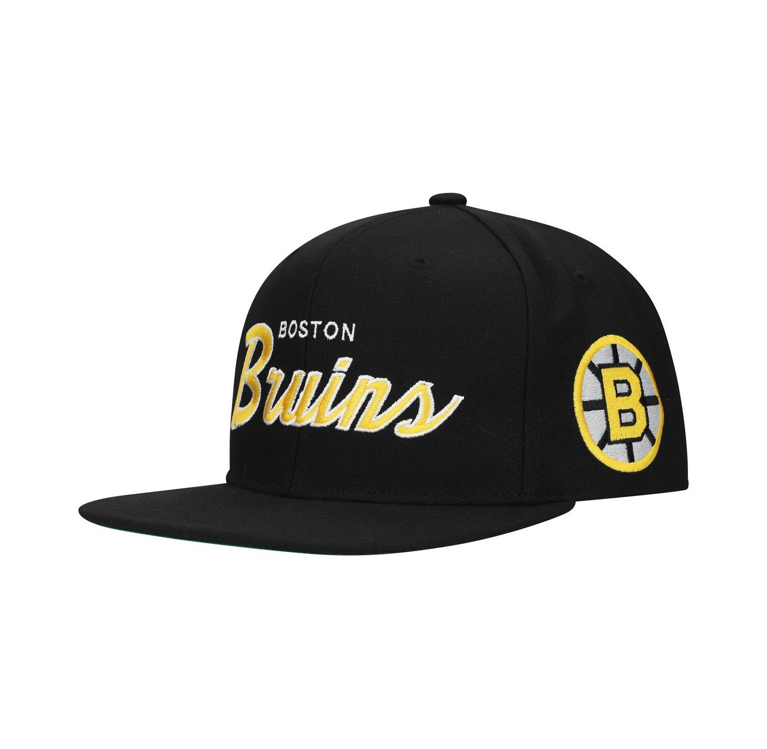 Men's Black Boston Bruins Core Team Script 2.0 Snapback Hat