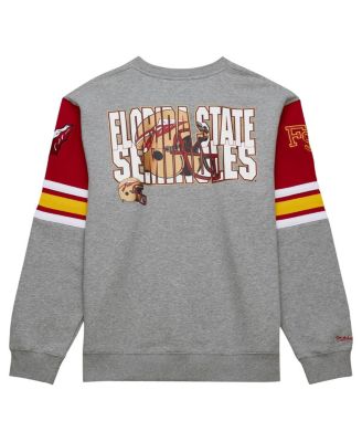 Men's Heather Gray Florida State Seminoles Throwback Allover 4.0 Pullover Sweatshirt