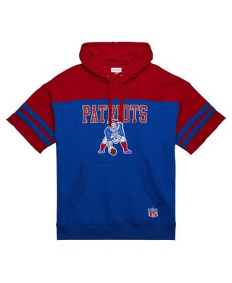 Men's Royal New England Patriots Off Field Vintage Logo Short Sleeve Pullover Hoodie