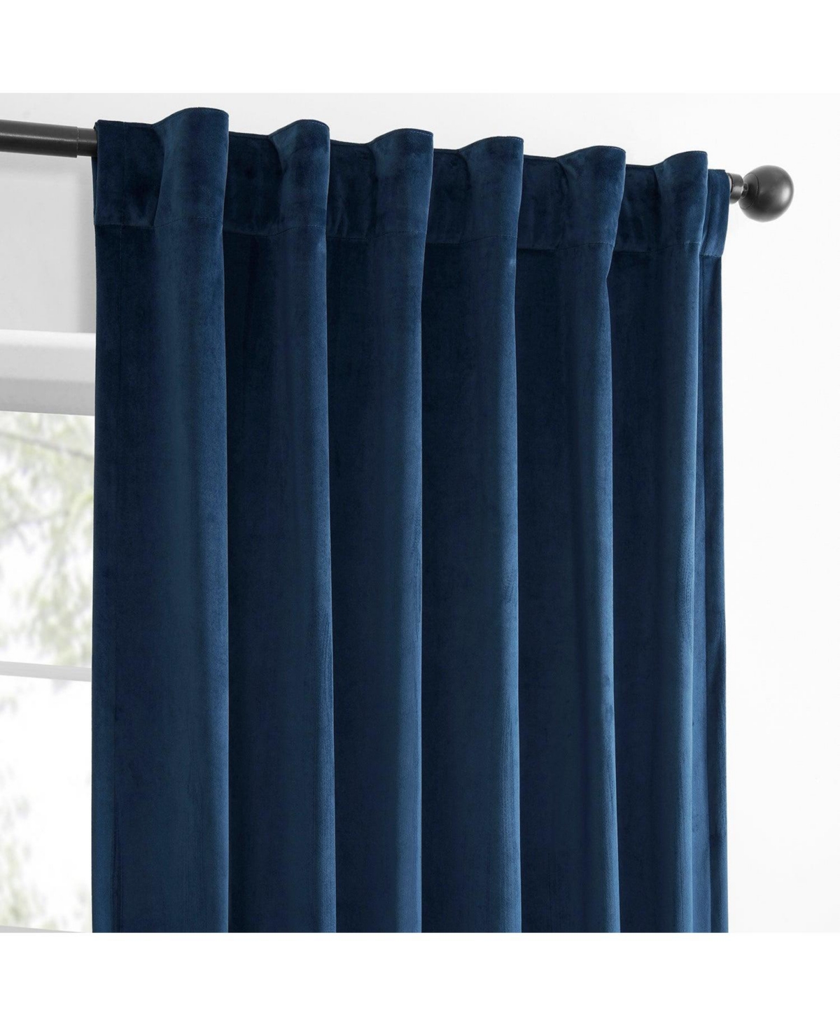 Half Price Drapes Deep Cobalt Blue Simply Velvet Room Darkening Curtain Pair (2 Panels