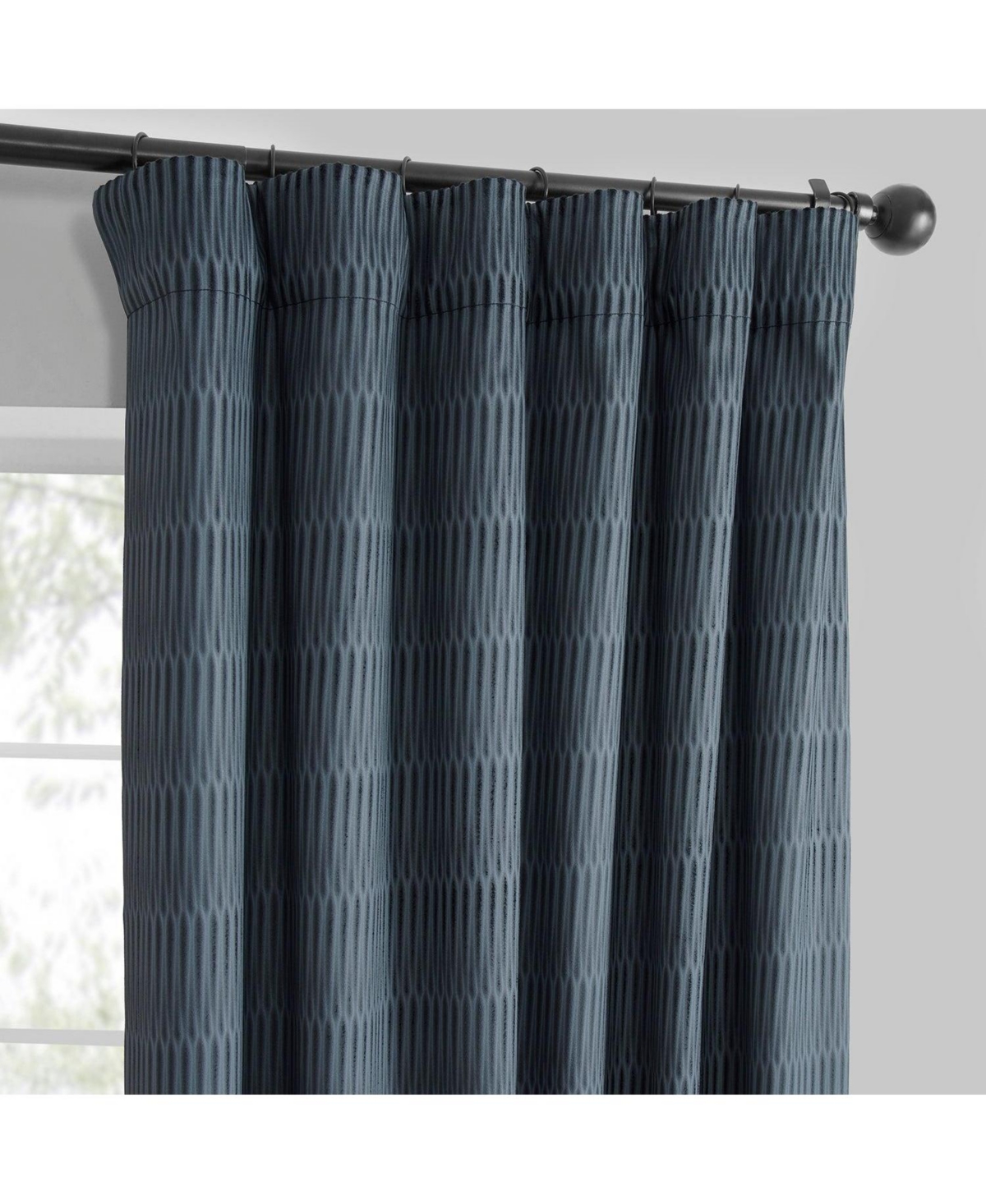Half Price Drapes Deep Blue Abstract Lounge Embossed Velvet Room Darkening Curtain