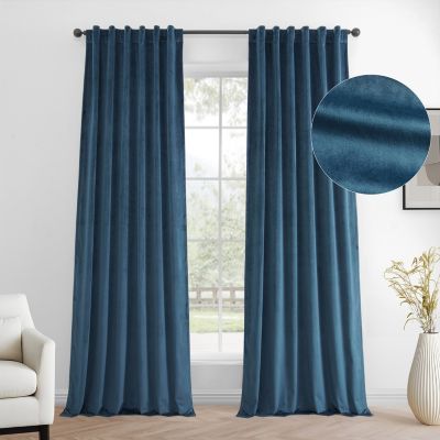 Dark Blue Simply Velvet Room Darkening Curtain Pair (2 Panels)