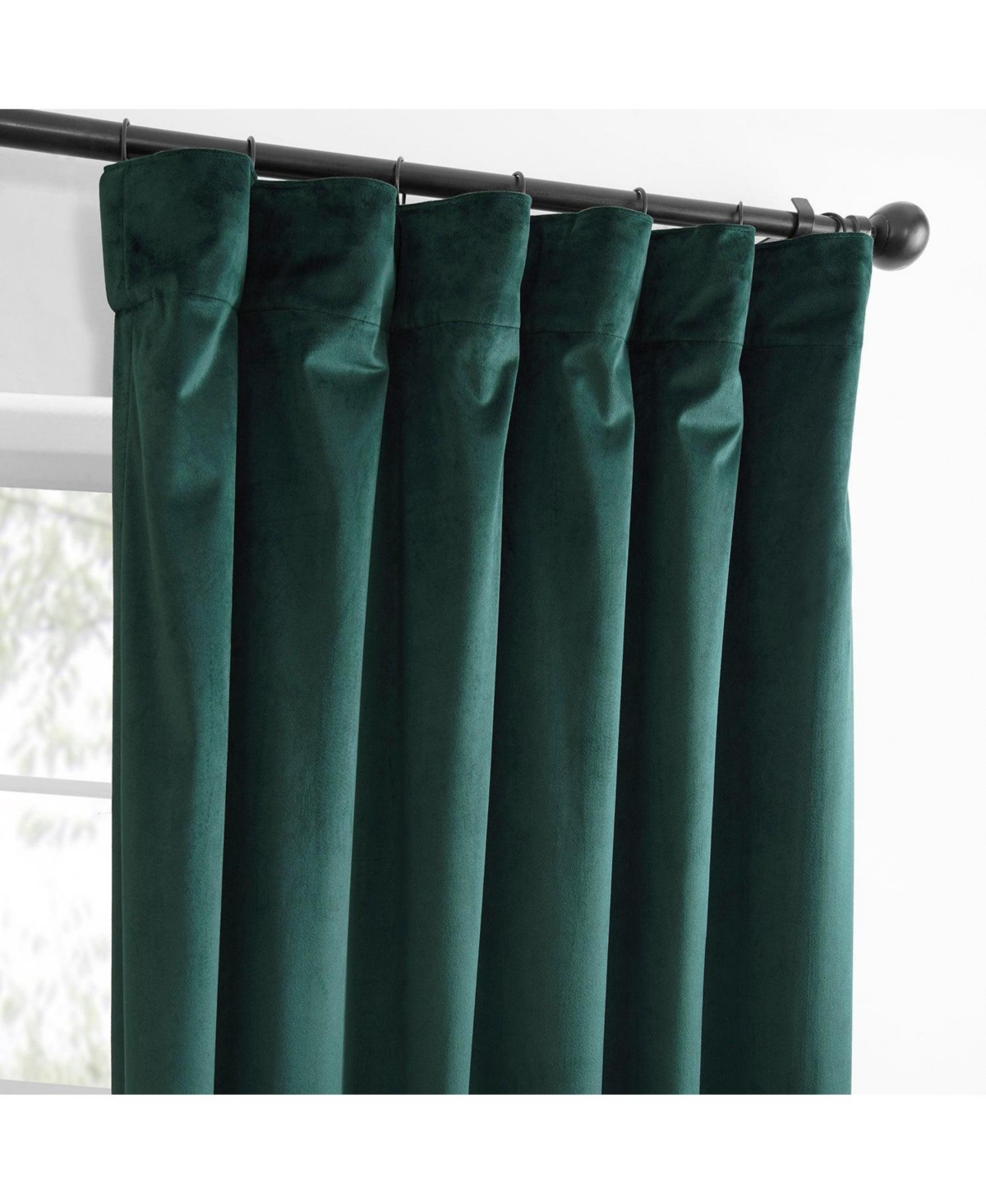 Half Price Drapes Deep Green Simply Velvet Room Darkening Curtain Pair (2 Panels