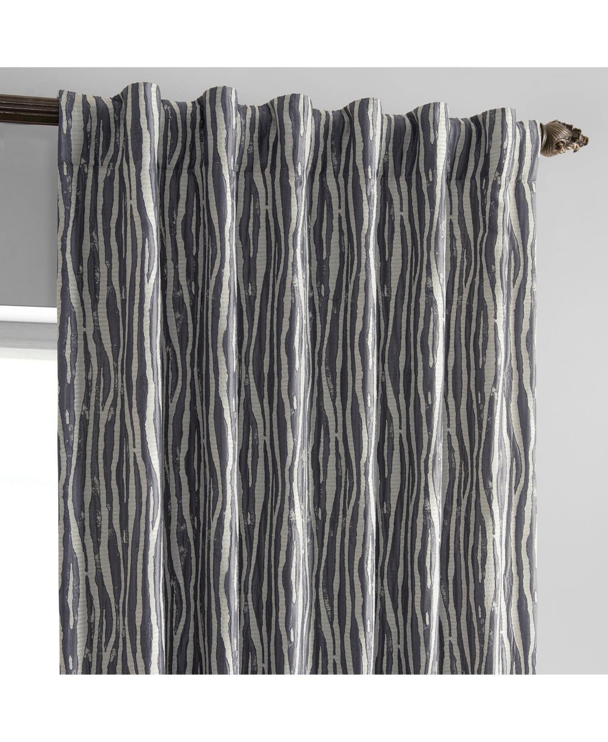 Half Price Drapes Tiger Striped Grey Faux Silk Jacquard Room Darkening Curtain