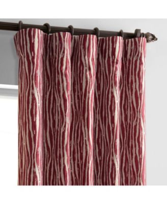 Tiger Striped Red Faux Silk Jacquard Room Darkening Curtain