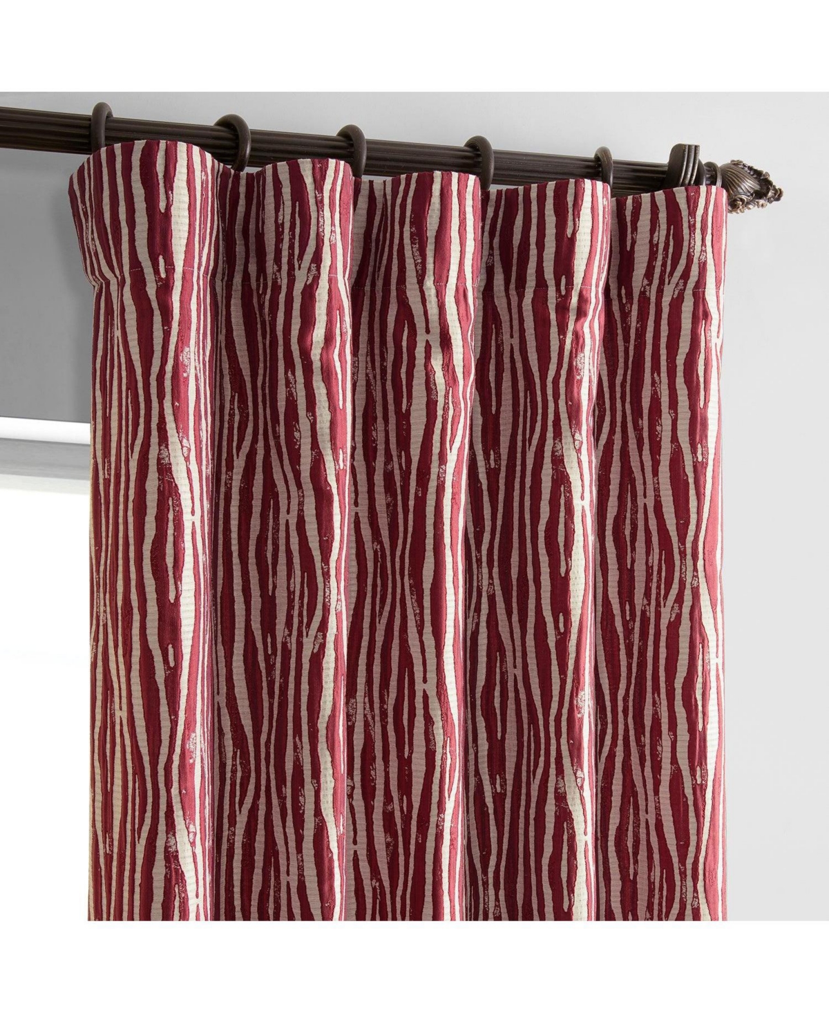 Half Price Drapes Tiger Striped Red Faux Silk Jacquard Room Darkening Curtain