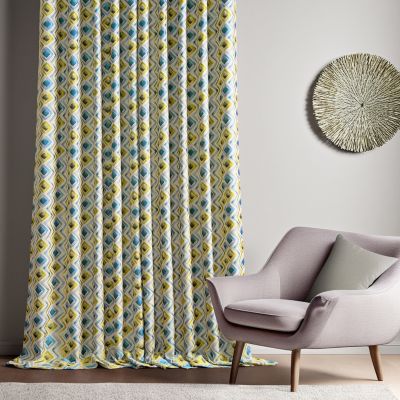 Geometric Faux Silk Jacquard Room Darkening Curtain