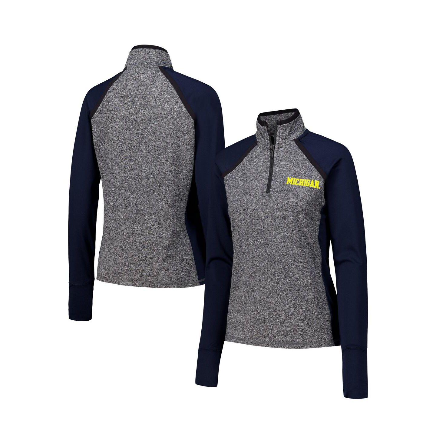 Женская куртка Camp David Navy/Heather Gray Michigan Wolverines Finalist Raglan Quarter-Zip — фото 1