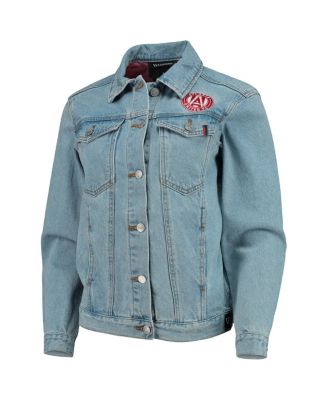 Women's Blue Atlanta United FC Print Denim Button-Up Jacket