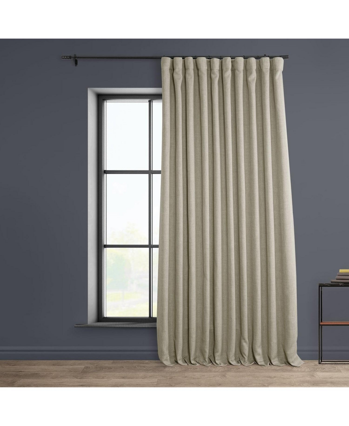 Half Price Drapes Extra Wide Textured Faux Linen Room Darkening Curtain In Multi