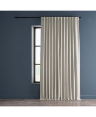 Half Price Drapes Birch Extra Wide Textured Faux Linen Room Darkening Curtain In Cream
