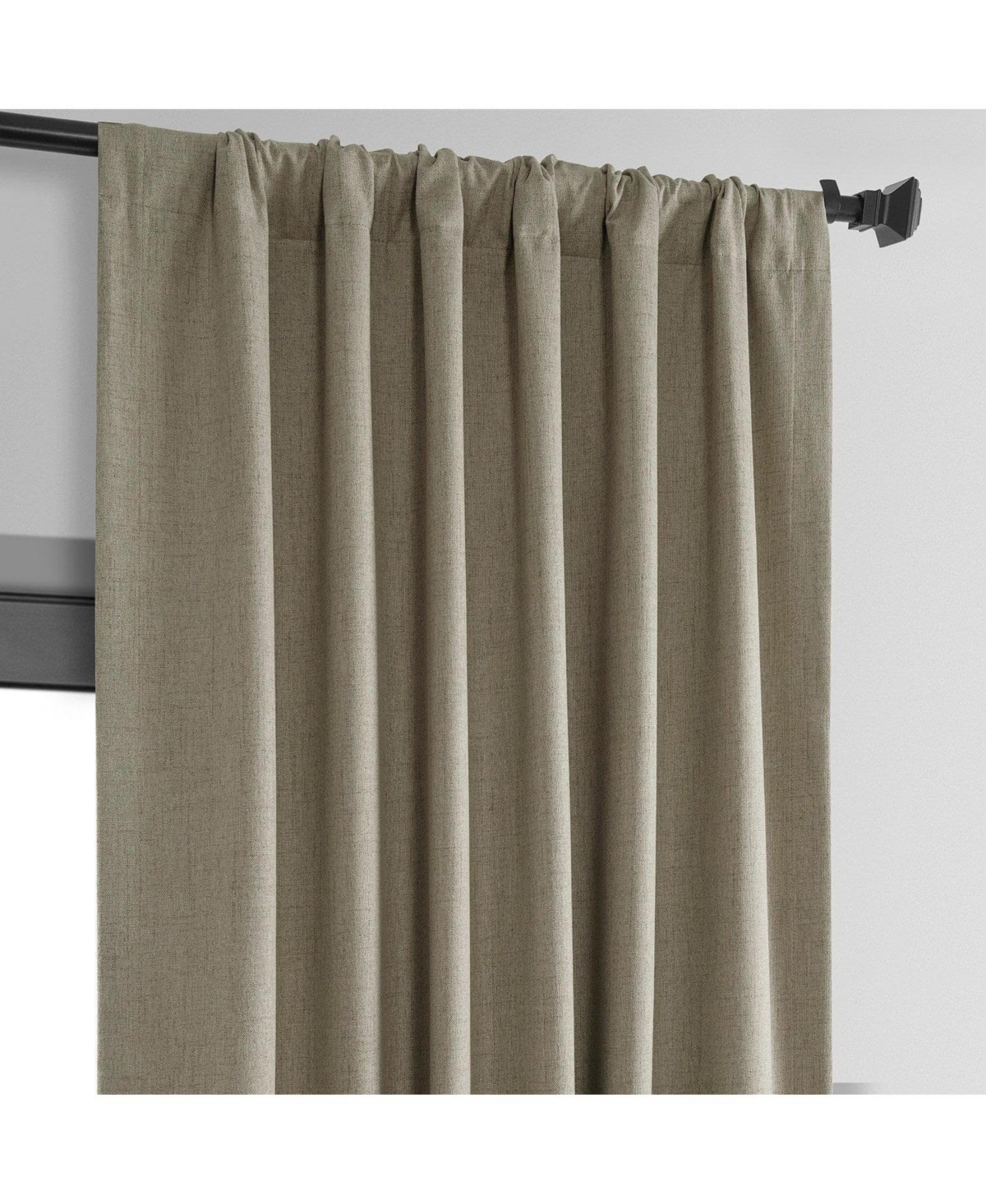 Half Price Drapes Warm Taupe Thermal Cross Linen Weave Blackout Curtain