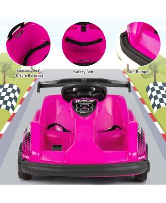 6V Battery Powered Go Kart Kids Ride On 4 Wheel Racer RC w/ Bumper & Music Pink