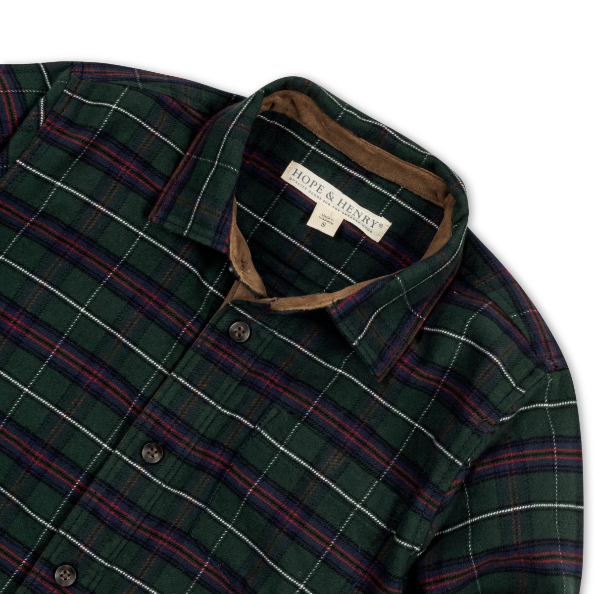 Hope & Henry Baby Boys Organic Long Sleeve Flannel Shirt with Suede Detail