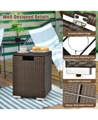 2-in-1 Patio Rattan Gas Propane Tank Cover for 20 lbs Propane Tanks-Brown