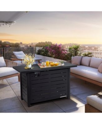 42 Inch 60 000 BTU Rectangular Propane Fire Pit Table with Waterproof Cover