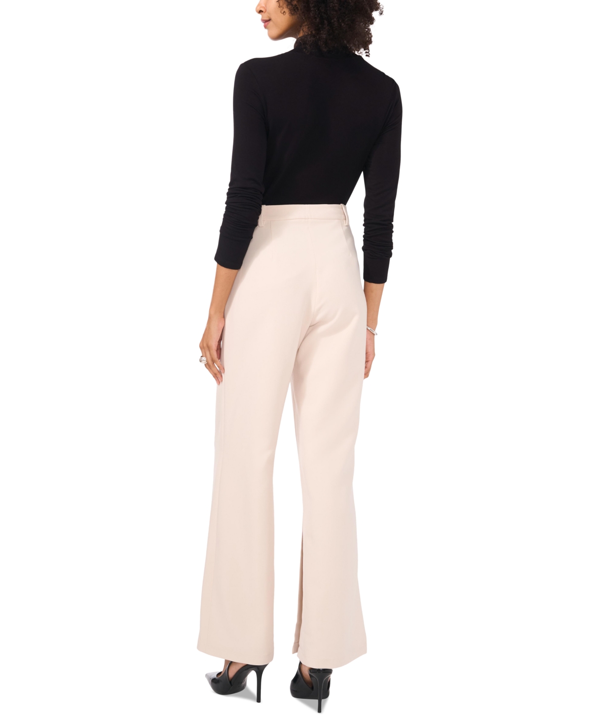 Shop Vince Camuto Women's Wide-leg Split-hem Trousers In Neutral