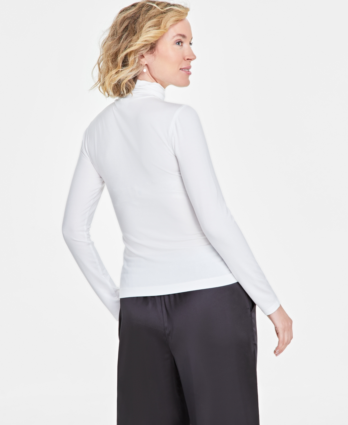 On 34th Women's Modal Long Sleeve Turtleneck, Created For Macy's In Washed White
