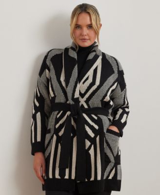 Lauren Ralph Lauren - Plus Size Belted Geo-Print Cardigan