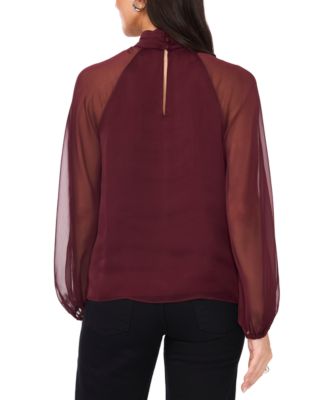 1.STATE Women's Mock Neck Raglan Sleeve Blouse