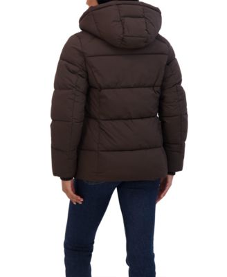 Women's Short Hooded Stretch Puffer Jacket