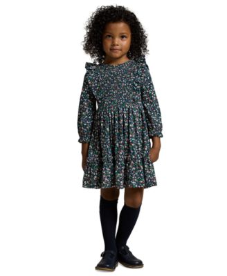 Toddler and Little Girls Floral Smocked Cotton Jersey Dress