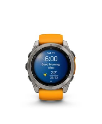 fenix 8 51mm, AMOLED, Outdoor & Fitness GPS Smartwatch, Saphire, Bare Graphite Titanium, Spark Orange/Graphite Band, NA