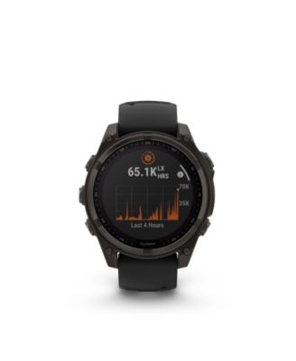 fenix 8 47mm, Saphire Solar, Outdoor & Fitness GPS Smartwatch, Carbon Gray Titanium Black, Black/Pebble Gray Band, NA