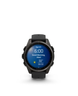 fenix 8 43mm, AMOLED, Outdoor & Fitness GPS Smartwatch, Saphire, Carbon Gray Titanium, Blk/Pebble Gray Band