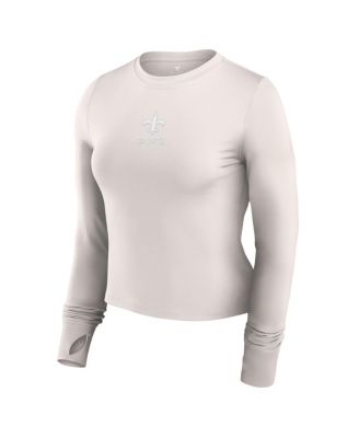 Women's White New Orleans Saints Studio Fitted Long Sleeve Gym Top