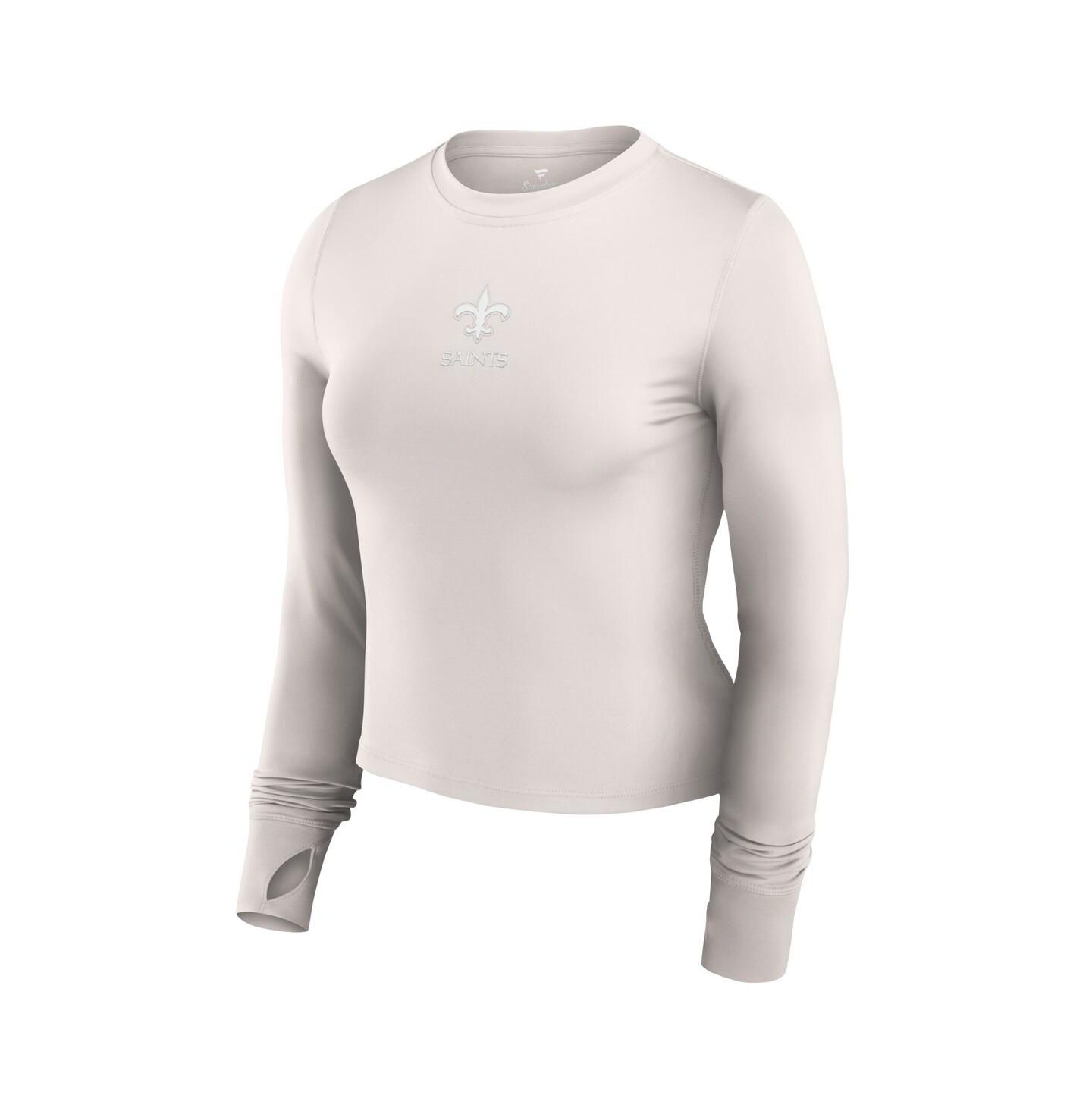 Женский топ Fanatics White New Orleans Saints Studio Fitted Long Sleeve Gym — фото 3