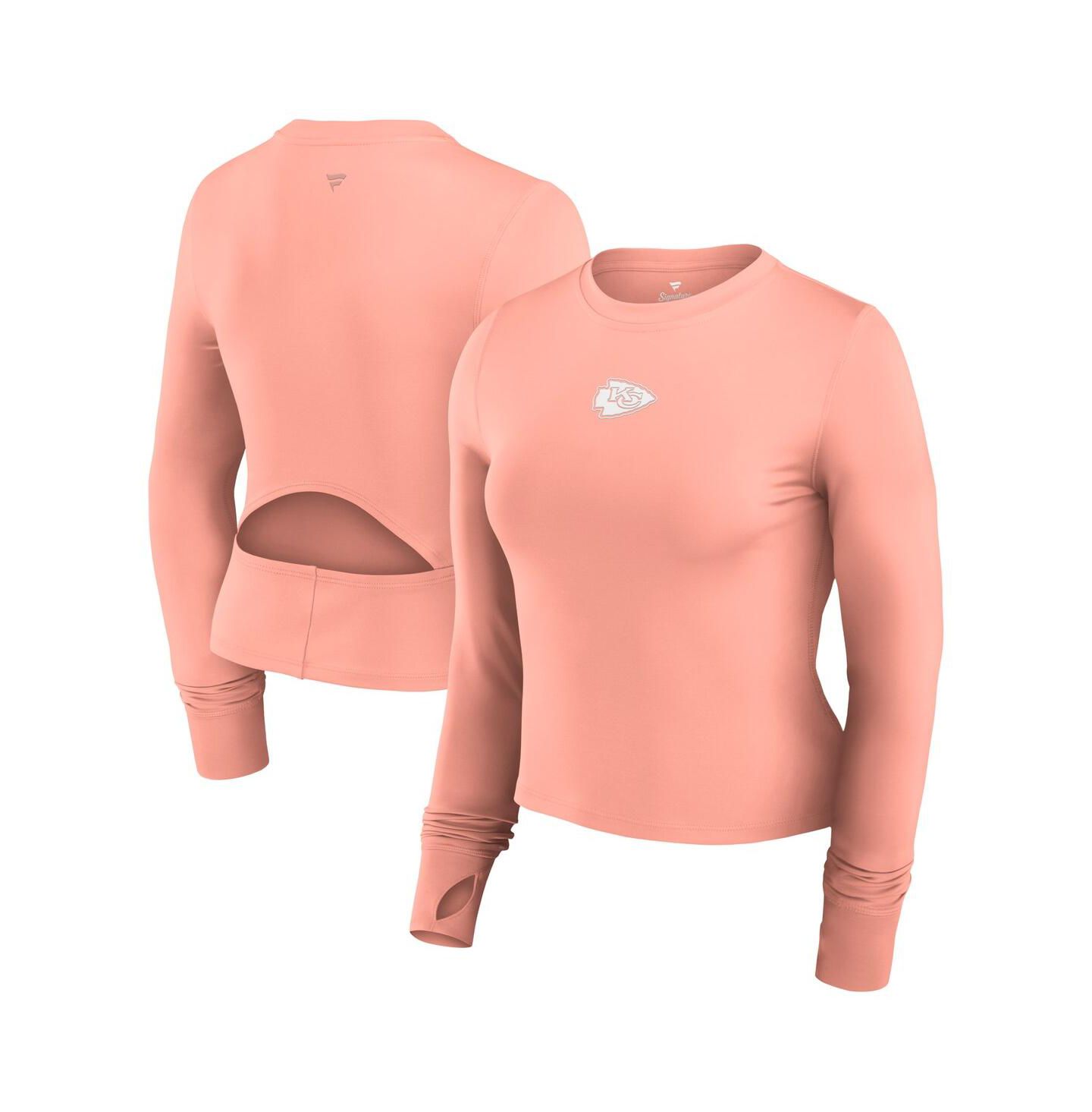 Женский топ Fanatics Coral Kansas City Chiefs Studio Fitted Long Sleeve Gym — фото 1