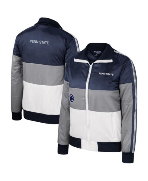 Женские куртки The Wild Collective Women's Gray Penn State Nittany Lions Color-Block Puffer Full-Zip Jacket