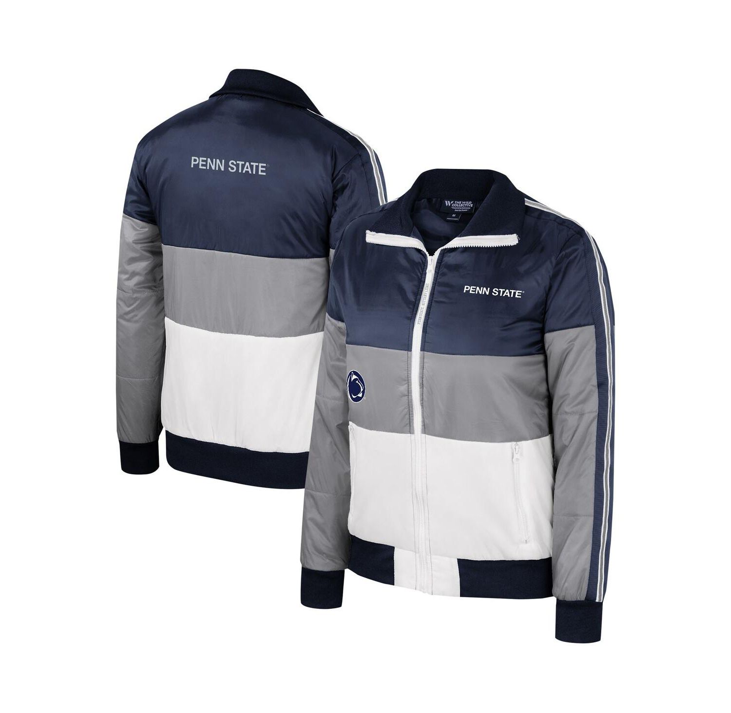 Women's Gray Penn State Nittany Lions Color-Block Puffer Full-Zip Jacket