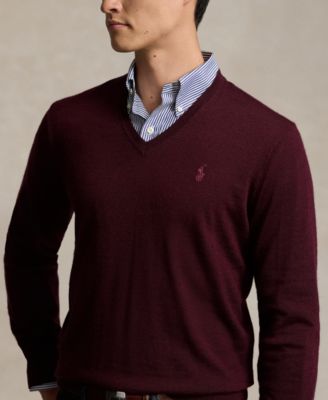 Men's Washable Wool V-Neck Sweater
