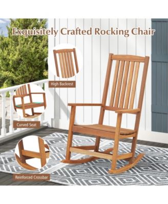 Patio Rocking Chair Ergonomic High-Back Outdoor Rocker with Smooth Rocking Base