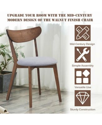 Set of 2 Dining Chairs Upholstered Curved Back Side