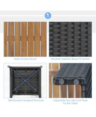 5 Pieces Patio Acacia Wood Dining Set