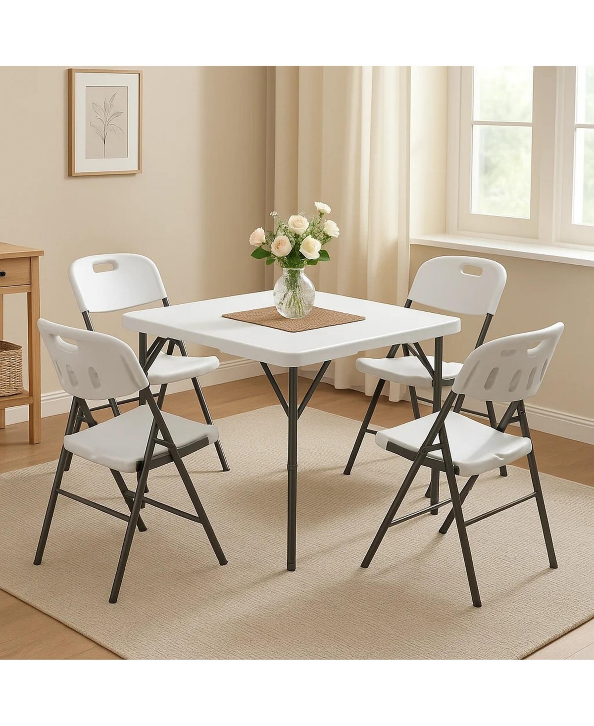 5-Piece Folding Table and Chair Set for Indoor/Outdoor Use