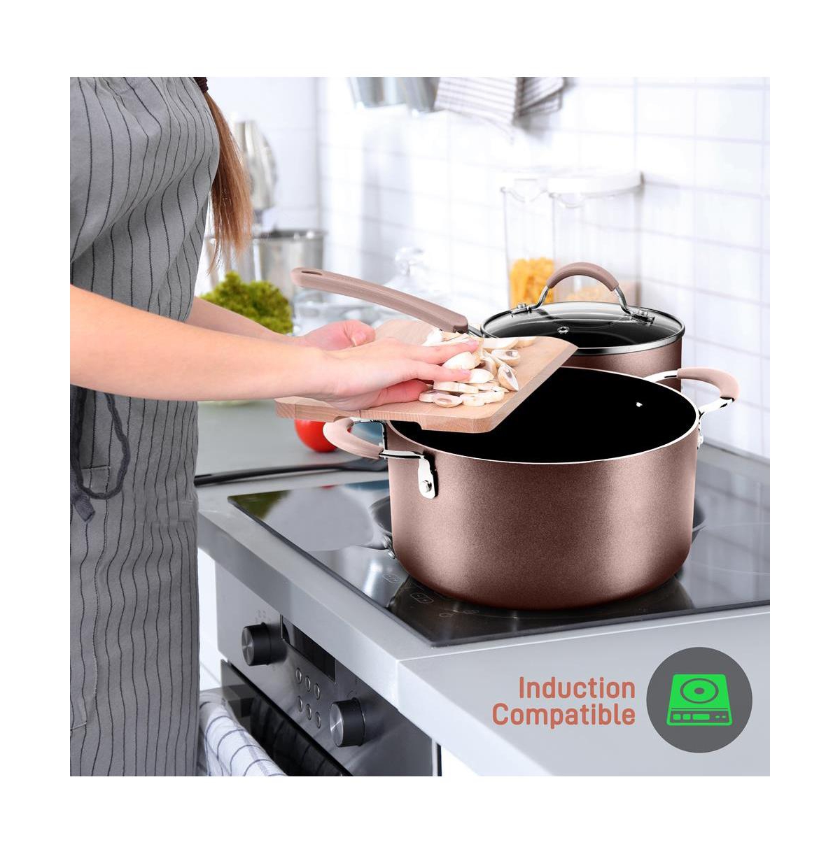 NutriChef Kitchenware Pots & Pans Set – High-qualified Basic Kitchen Cookware Set, Non-Stick (14-Piece Set)