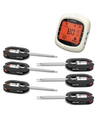 6 Channels Bluetooth BBQ Digital Thermometer with 6 Probes - Large LCD Display, for Grilling Smoking, Oven, Cooking, and BBQ