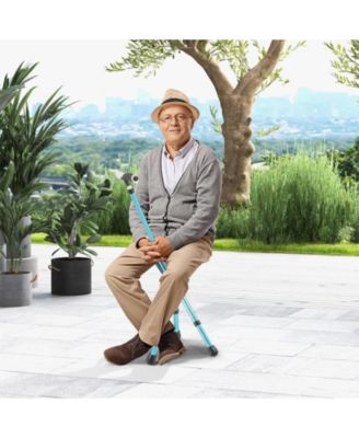 Lightweight Adjustable Folding Cane Seat with Light-Black