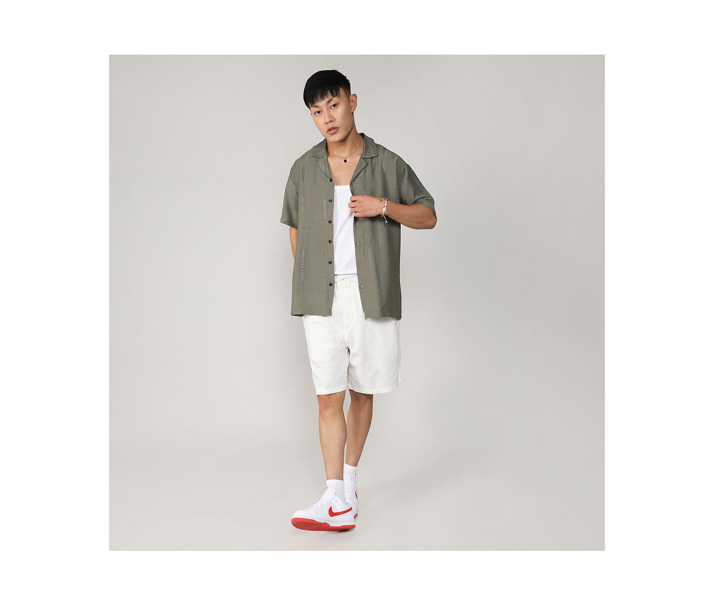 Мужская рубашка Cahoot Campus Sutra Olive Green Embroidered Twist, цвет: Зелёный — фото 5