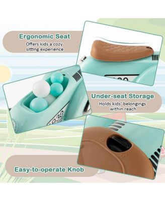 Retro Kids Ride-on Toy Kids Sit to Stand Vehicle with Working Steering Wheel White