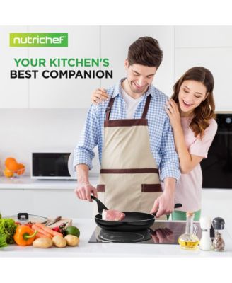 17pc Stackable Nonstick Cookware Set – Stainless Steel, Induction Ready, Foldable Knob, Space-Saving, Nylon Tools, Black