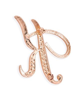 Large Statement ABC Crystal Letters Initial Scarf Lapel Pin Brooch Rose Gold Plated