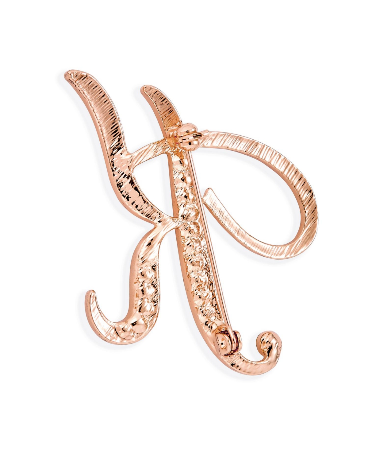 Bling Jewelry Statement Abc Pave Crystal Letters Alphabet Initial Scarf Lapel Pin Brooch For Women Rose Gold Plated